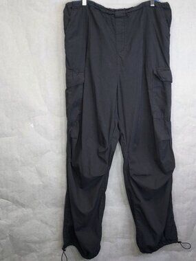 Long Tall Sally Parachute Cargo Trousers Womens 12 Grey Cotton Gorpcore Hike LTS